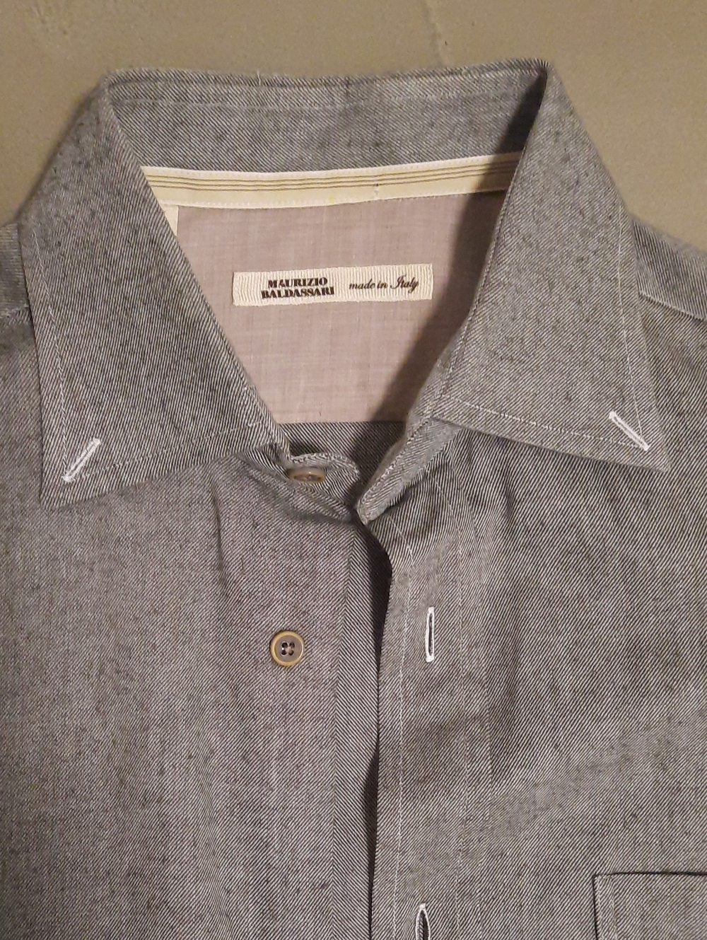 Maurizio Baldassari Gray Herringbone Men’s Dress Shirt